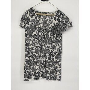 Y2K A.N.A Babydoll Mini Dress Women's S puff sleeves black and white